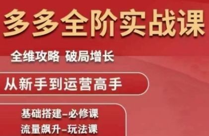 拼多多全阶实战课程，全维攻略，破局增长，从新手到运营高手-占领资源网