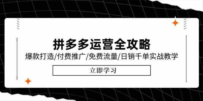 拼多多运营全攻略，爆款打造/付费推广/免费流量/日销千单实战教学/6月更新-占领资源网