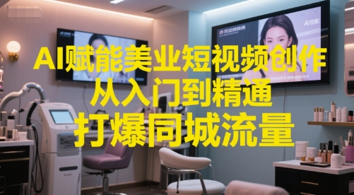 AI赋能美业短视频创作，从入门到精通，打爆同城流量，超级AI工具短视频实操落地-占领资源网