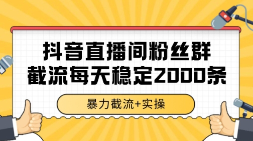 抖音直播间粉丝群暴力截流，一台电脑每天稳定2000条数据【揭秘】-占领资源网