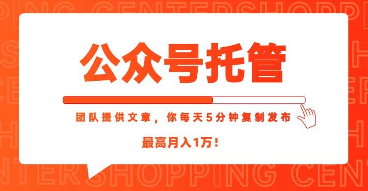 （15109期）【公众号托管 】我提供文章，你每天５分钟复制发布，最高月入1W-占领资源网