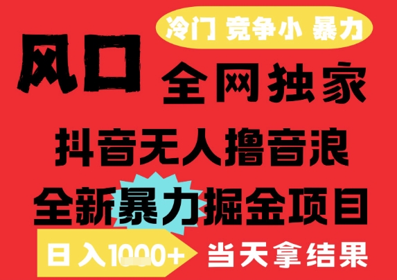 25年6月高爆抖音无人直播最新撸音浪掘金项目，解放双手小白可做，无脑日入1k+，门槛低【揭秘】-占领资源网