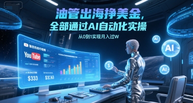 油管出海挣美金，全部通过AI自动化实操，从0到1实现月入过W-占领资源网