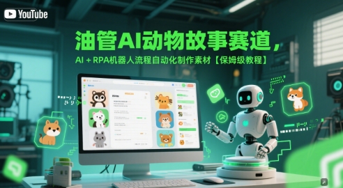 油管AI动物故事赛道，AI+RPA机器人流程自动化制作素材【保姆级教程】-占领资源网