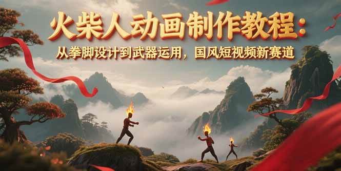 （15171期）火柴人动画制作教程：从拳脚设计到武器运用，国风短视频新赛道-占领资源网