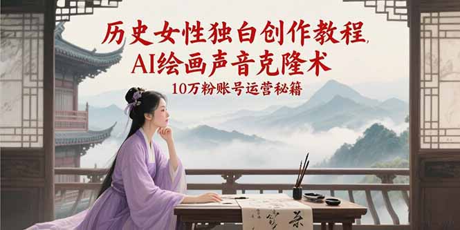 （15186期）历史女性独白创作教程，AI绘画声音克隆术，10万粉账号运营秘籍-占领资源网