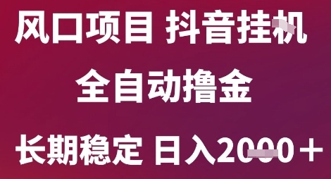 风口项目，六月最新玩法抖音无人挂G，全自动撸金，长期稳定 日入2k+【揭秘】-占领资源网