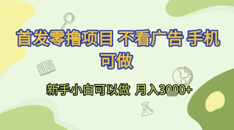 首发零撸项目 不看广告 手机可做 新手小白可以做  月入3k+【揭秘】-占领资源网