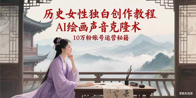 历史女性独白创作教程，AI绘画声音克隆术，10万粉账号运营秘籍-占领资源网