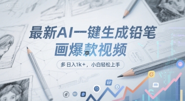 最新AI一键生成铅笔画爆款视频，多平台分发，日 入1k+，小白轻松上手【揭秘】-占领资源网