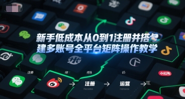 新手低成本从0到1注册并搭建多账号全平台矩阵操作教学，手机号-邮箱-IP-工具-占领资源网