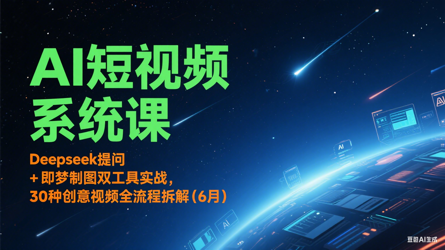 AI短视频系统课：Deepseek提问 + 即梦制图双工具实战，30种创意视频全流程拆解(6月)-占领资源网