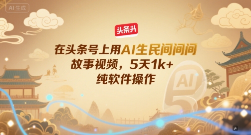 在头条号上用AI生民间故事视频，5天1k+，纯软件操作-占领资源网