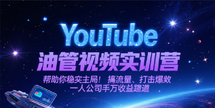 YouTube油管视频实训营，帮助你稳入局、搞流量、打爆款，一人公司千万收益赛道-占领资源网