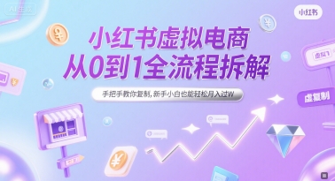 小红书虚拟电商从0到1全流程拆解，手把手教你复制，新手小白也能轻松月入过W-占领资源网