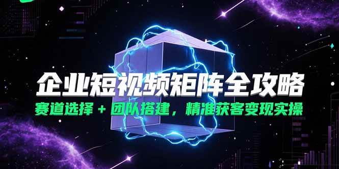 （15242期）企业短视频矩阵全攻略，赛道选择+团队搭建，精准获客变现实操-占领资源网