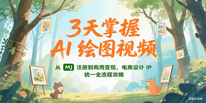 3天掌握AI绘图视频，从MJ 注册到商用变现，电商设计IP统一全流程攻略-占领资源网