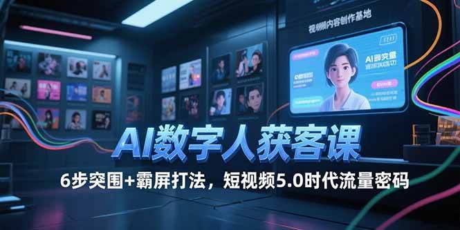 （15247期）AI数字人获客课，6步突围+霸屏打法，短视频5.0时代流量密码-占领资源网