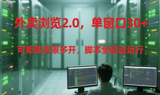 外卖浏览2.0，单窗口30+可矩阵无限多开，脚本全自动运行【揭秘】-占领资源网