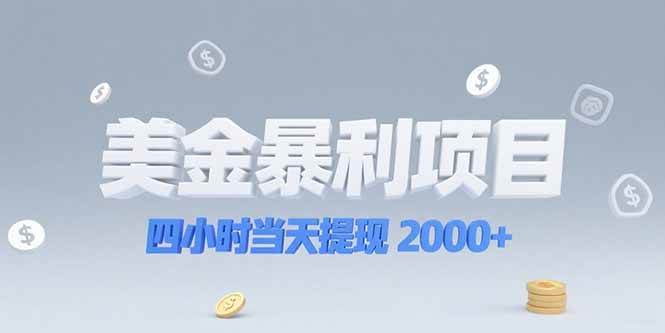 （15251期）美金暴利项目，四小时当天提现 2000+机会留给会选赛道的人-占领资源网