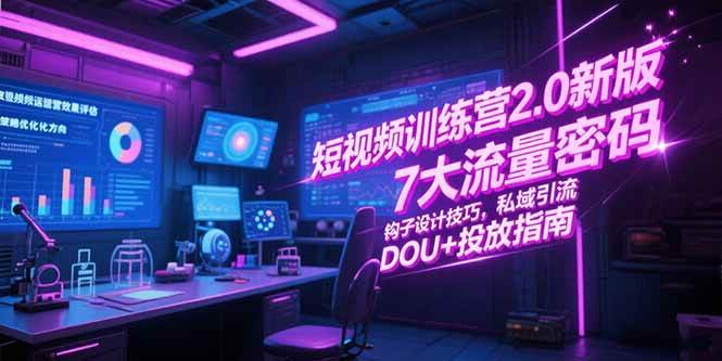 （15255期）短视频训练营2.0新版，7大流量密码/钩子设计技巧/私域引流/DOU+投放指南-占领资源网