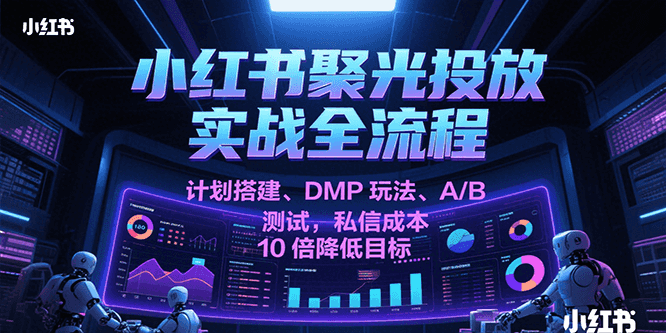小红书聚光投放实战全流程，计划搭建、DMP玩法、A/B测试，私信成本10倍降低目标-占领资源网