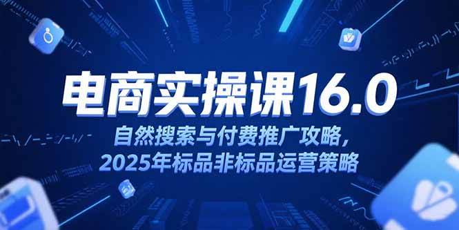 （15262期）淘宝电商运营课16.0，自然搜索与付费推广攻略，2025年标品非标品运营策略-占领资源网