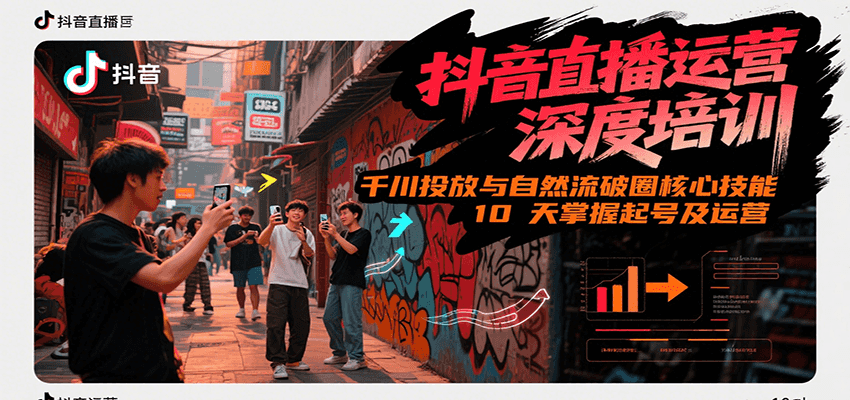 抖音直播运营深度培训，千川投放与自然流核心技能，10天掌握起号及运营(6-7月新课)-占领资源网