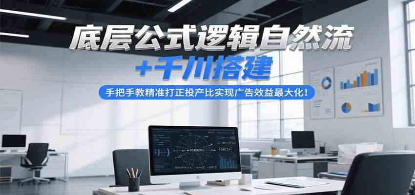 底层公式逻辑自然流+千川搭建，手把手教精准打正投产比实现广告效益最大化！-占领资源网