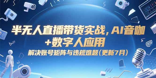 （15280期）半无人直播带货实战，AI音咖+数字人应用 解决账号矩阵与违规难题(更新7月)-占领资源网