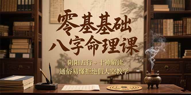 （15283期）零基础八字命理课，阴阳五行+十神解读，通俗易懂拒绝假大空教学-占领资源网