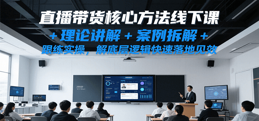 直播带货核心方法线下课，理论讲解+案例拆解+跟练实操，解底层逻辑快速落地见效-占领资源网