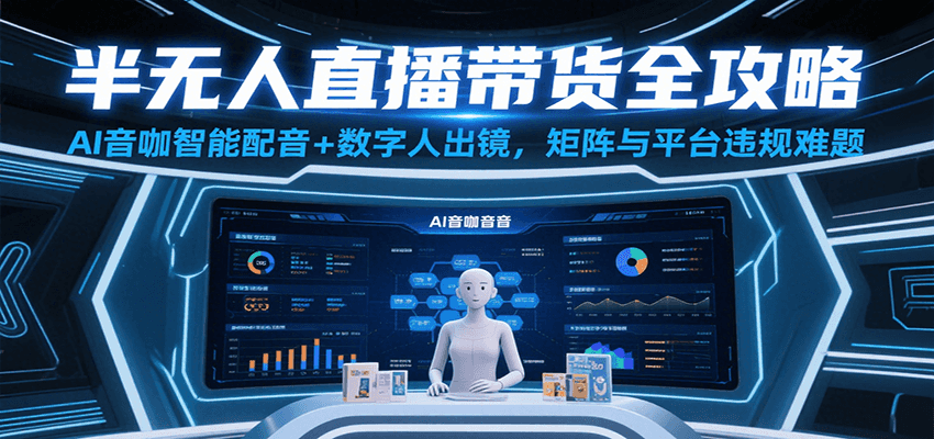 半无人直播带货全攻略：AI音咖智能配音+数字人出镜，解决账号矩阵与平台违规难题-占领资源网