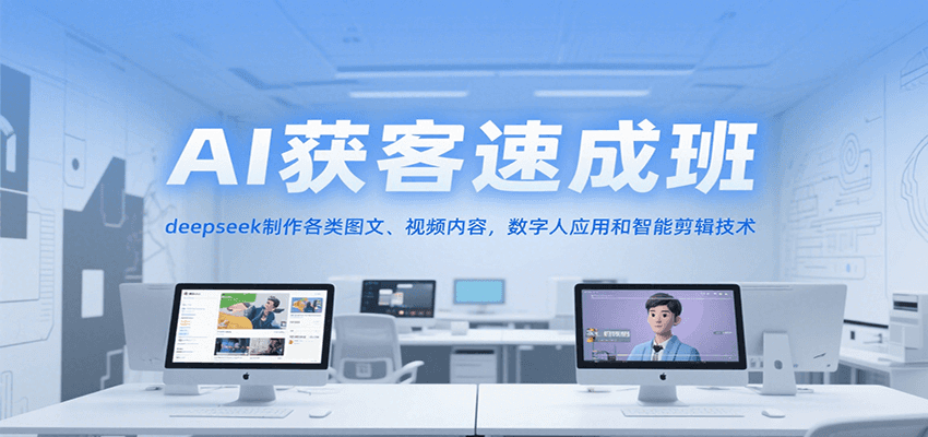 AI获客速成班，deepseek制作各类图文、视频内容，数字人应用和智能剪辑技术-占领资源网