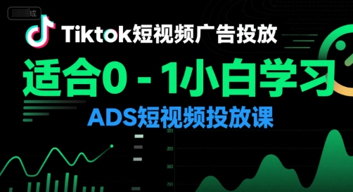 Tiktok短视频广告投放，适合0-1小白学习ADS短视频投放课-占领资源网