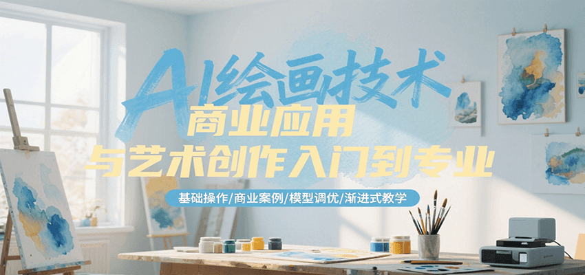 AI绘画技术商业应用与艺术创作入门到专业，基础操作/商业案例/模型调优/渐进式教学-占领资源网
