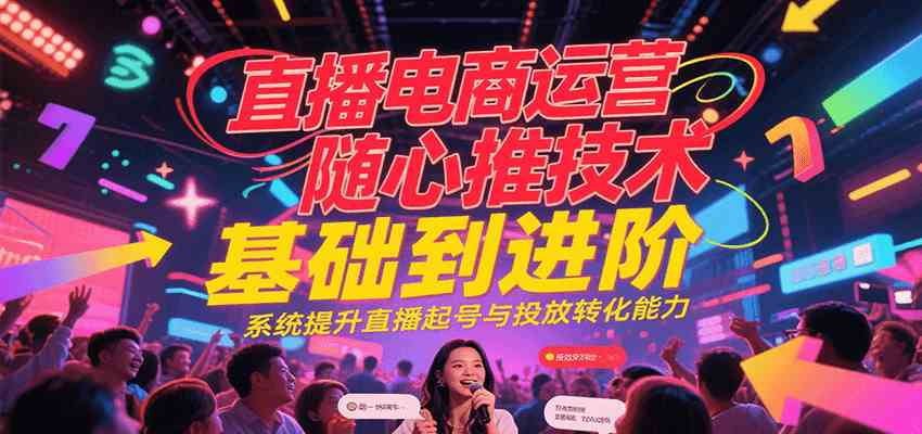 直播电商运营随心推投放技术基础到进阶，系统提升直播起号与投放转化能力-占领资源网