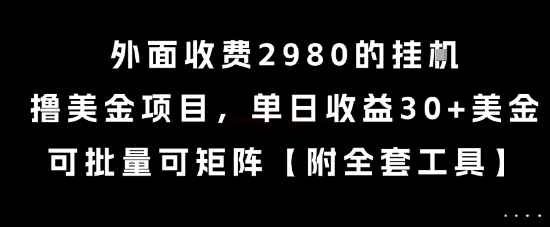 外面收费2980的挂G撸美金项目，单日收益30+美金，可批量可矩阵【揭秘】-占领资源网