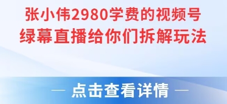 张小伟2980付费额视频号绿幕直播给你们拆解玩法-占领资源网