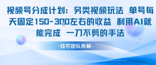 视频号分成另类视频玩法单号每天固定150左右的收益利用AI就能完成一刀不剪的手法-占领资源网