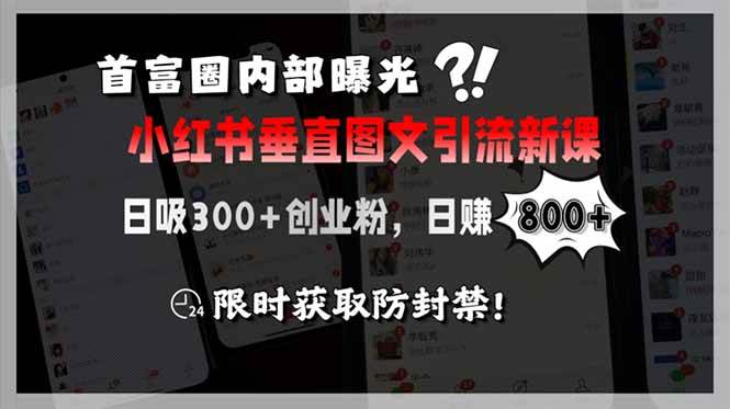 （15313期）首富圈内部曝光小红书垂直图文引流新课，日吸300+创业粉，日赚800+，限…-占领资源网