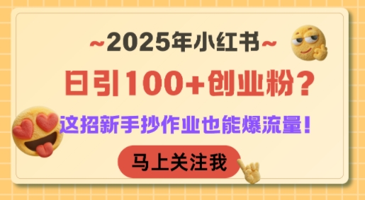 2025年小红书日引100+创业粉？这招新手抄作业也能爆流量！-占领资源网