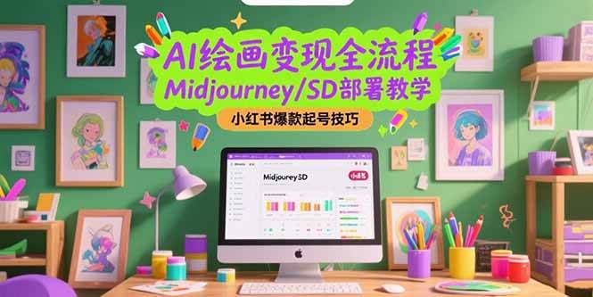 （15324期）AI绘画变现全流程，Midjourney/SD部署教学，小红书爆款起号技巧-占领资源网