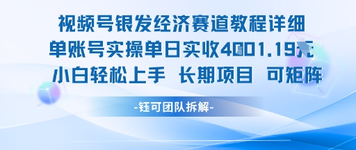 视频号银发经济赛道单账号实操单日实收1k+，小白轻松上手长期项目-占领资源网