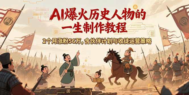 （15336期）AI历史人物赛道课程，2个月涨粉56万，含伙伴计划与收徒运营策略-占领资源网