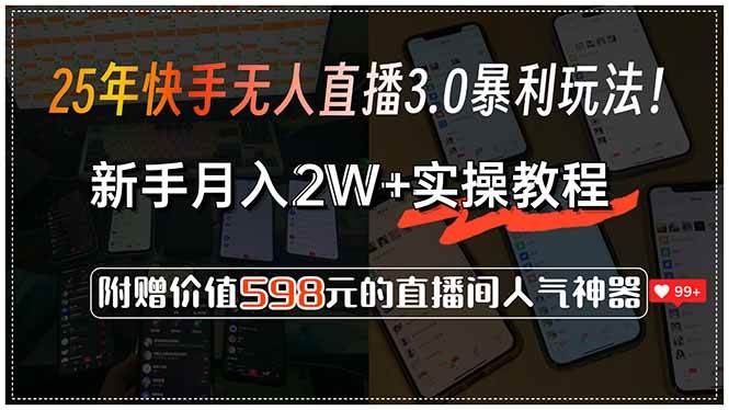 （15335期）25年快手无人直播3.0暴利玩法！，新手月入2W+实操教程，附赠价值598元…-占领资源网