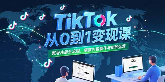 （15346期）TikTok从0到1变现课，账号注册全流程，爆款内容制作与矩阵运营-占领资源网