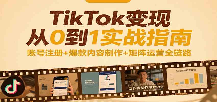 TikTok变现从0到1实战指南：账号注册+爆款内容制作+矩阵运营全链路-占领资源网