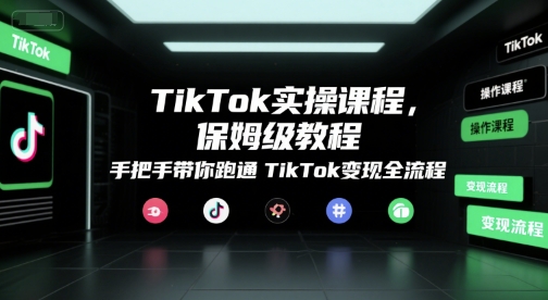 TikTok实操课程，保姆级教程，手把手带你跑通TikTok变现全流程-占领资源网