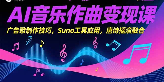 （15370期）AI音乐作曲变现课，广告歌制作技巧，Suno工具应用，唐诗摇滚融合-占领资源网
